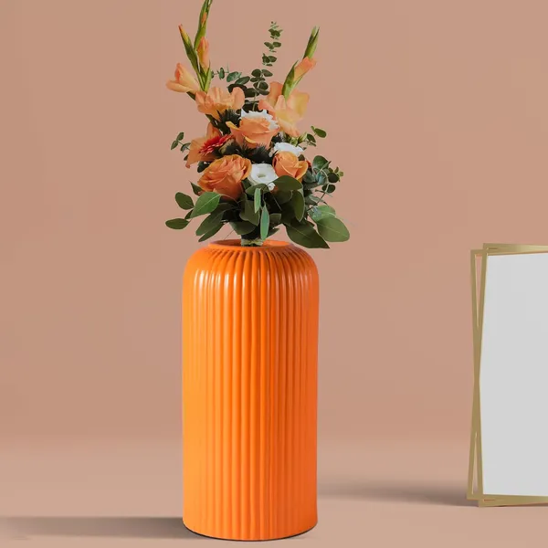 Evelyn_Medium_Lily_Ceramic_Flower_Vase_For_Living_Room,_Bedroom,_Dining_Table,_Home_Decoration_(H_-_20.5_X_D_-_9_Cm,_Lily)