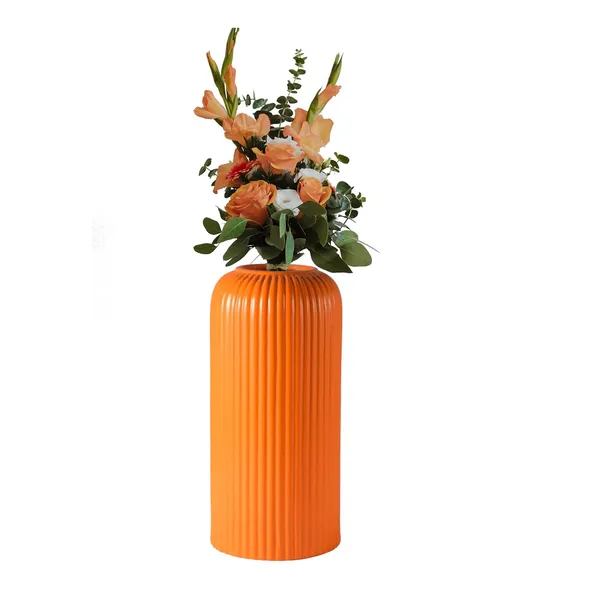 Evelyn_Medium_Lily_Ceramic_Flower_Vase_For_Living_Room,_Bedroom,_Dining_Table,_Home_Decoration_(H_-_20.5_X_D_-_9_Cm,_Lily)
