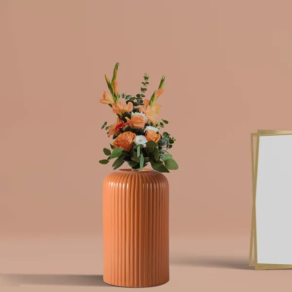 Evelyn_Small_Ginger_Ceramic_Flower_Vase_For_Living_Room,_Bedroom,_Dining_Table,_Home_Decoration_(H_-_15.5_X_D_-_8_Cm,_Ginger)