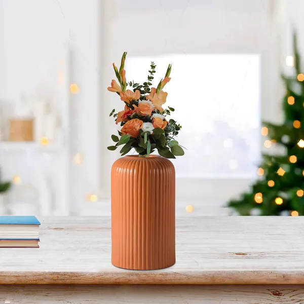Evelyn_Small_Ginger_Ceramic_Flower_Vase_For_Living_Room,_Bedroom,_Dining_Table,_Home_Decoration_(H_-_15.5_X_D_-_8_Cm,_Ginger)