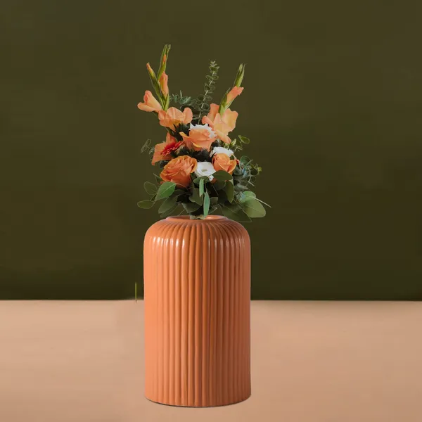 Evelyn_Small_Ginger_Ceramic_Flower_Vase_For_Living_Room,_Bedroom,_Dining_Table,_Home_Decoration_(H_-_15.5_X_D_-_8_Cm,_Ginger)