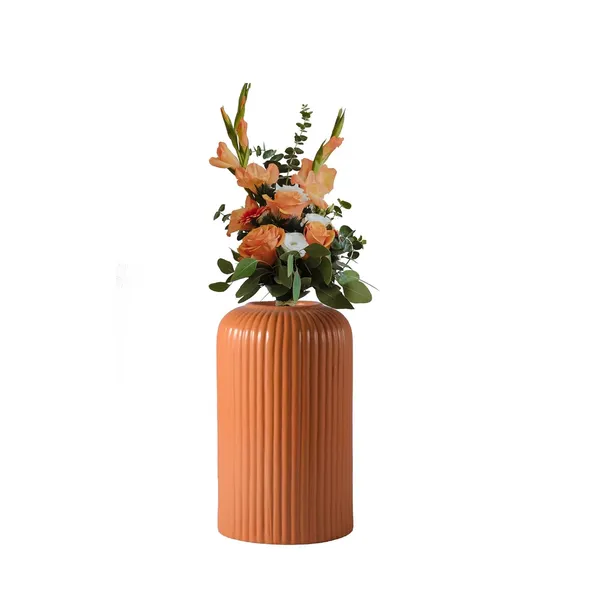 Evelyn_Small_Ginger_Ceramic_Flower_Vase_For_Living_Room,_Bedroom,_Dining_Table,_Home_Decoration_(H_-_15.5_X_D_-_8_Cm,_Ginger)