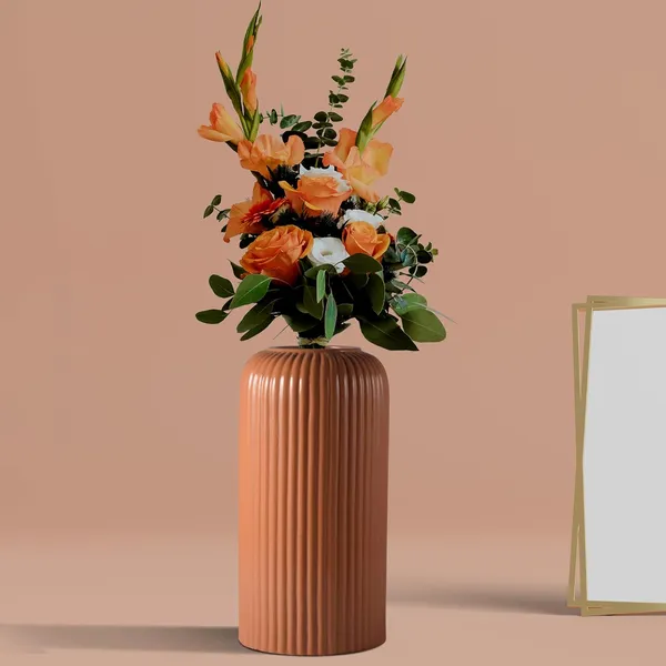 Evelyn_Medium_Ginger_Ceramic_Flower_Vase_For_Living_Room,_Bedroom,_Dining_Table,_Home_Decoration_(H_-_20.5_X_D_-_9_Cm,_Ginger)