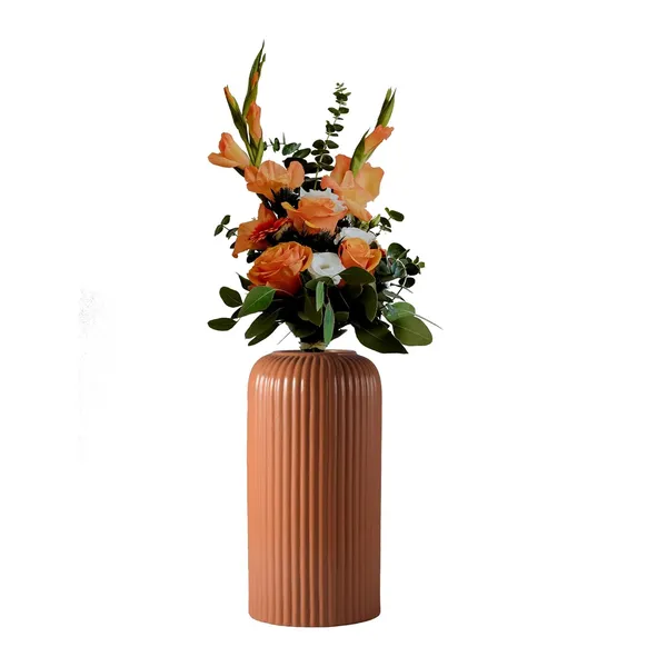 Evelyn_Medium_Ginger_Ceramic_Flower_Vase_For_Living_Room,_Bedroom,_Dining_Table,_Home_Decoration_(H_-_20.5_X_D_-_9_Cm,_Ginger)