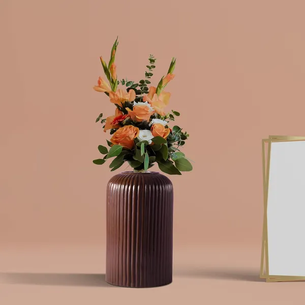 Evelyn_Small_Truffle_Ceramic_Flower_Vase_For_Living_Room,_Bedroom,_Dining_Table,_Home_Decoration_(H_-_15.5_X_D_-_8_Cm,_Truffle)