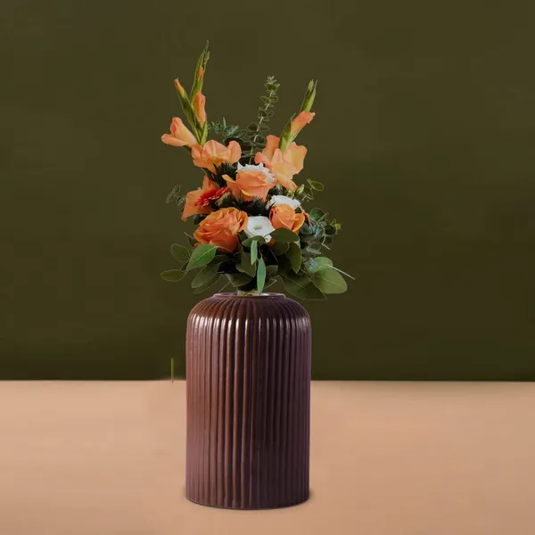 Evelyn_Small_Truffle_Ceramic_Flower_Vase_For_Living_Room,_Bedroom,_Dining_Table,_Home_Decoration_(H_-_15.5_X_D_-_8_Cm,_Truffle)