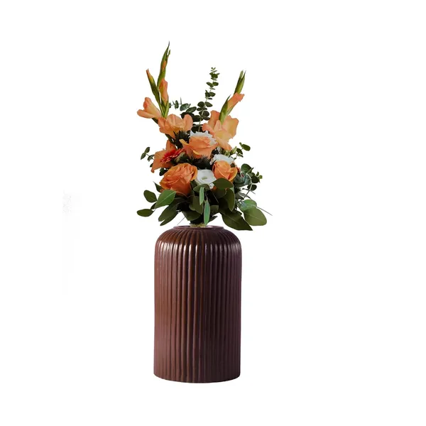 Evelyn_Small_Truffle_Ceramic_Flower_Vase_For_Living_Room,_Bedroom,_Dining_Table,_Home_Decoration_(H_-_15.5_X_D_-_8_Cm,_Truffle)