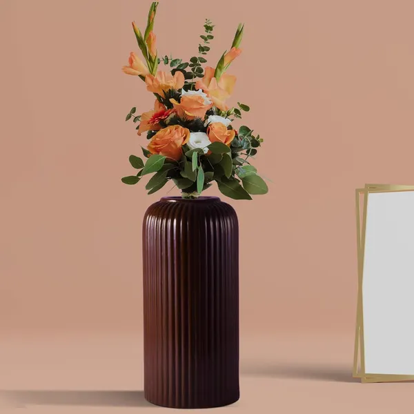 Evelyn_Medium_Truffle_Ceramic_Flower_Vase_For_Living_Room,_Bedroom,_Dining_Table,_Home_Decoration_(H_-_20.5_X_D_-_9_Cm,_Truffle)