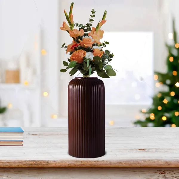 Evelyn_Medium_Truffle_Ceramic_Flower_Vase_For_Living_Room,_Bedroom,_Dining_Table,_Home_Decoration_(H_-_20.5_X_D_-_9_Cm,_Truffle)