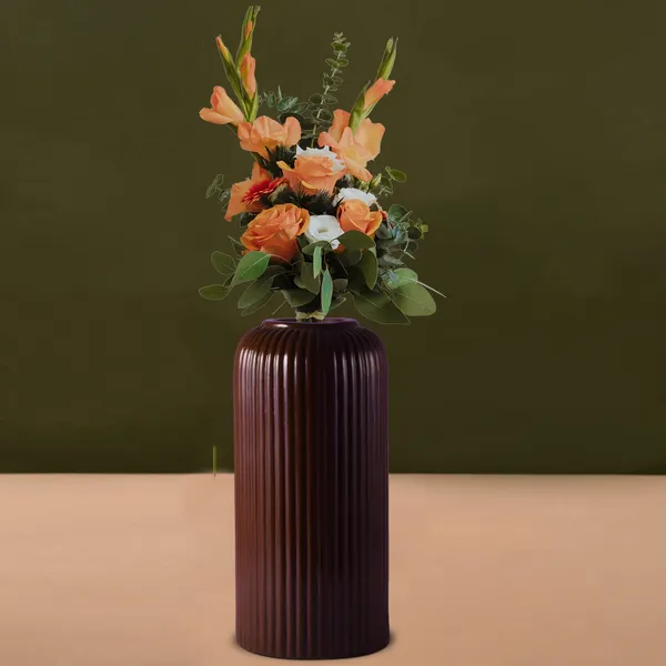 Evelyn_Medium_Truffle_Ceramic_Flower_Vase_For_Living_Room,_Bedroom,_Dining_Table,_Home_Decoration_(H_-_20.5_X_D_-_9_Cm,_Truffle)