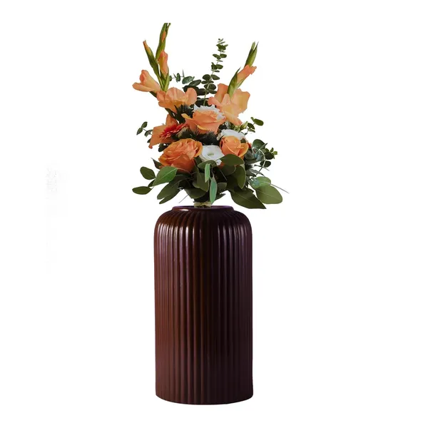 Evelyn_Medium_Truffle_Ceramic_Flower_Vase_For_Living_Room,_Bedroom,_Dining_Table,_Home_Decoration_(H_-_20.5_X_D_-_9_Cm,_Truffle)