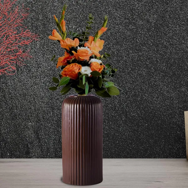 Evelyn_Big_Truffle_Ceramic_Flower_Vase_For_Living_Room,_Bedroom,_Dining_Table,_Home_Decoration_(H_-_26.5_X_D_-_10_Cm,_Truffle)
