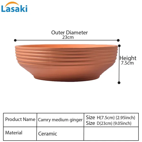 Camry_Medium_Ginger_Ceramic_Pots_For_Indoor_Plants,_Planters,_Flower,Pots,_Gamla,_Outdoor,_Balcony,_Home,_Garden,_Office_Decor,_Succulent,Bonsai(D-23_Xh-7.5_Cm),Multicolor