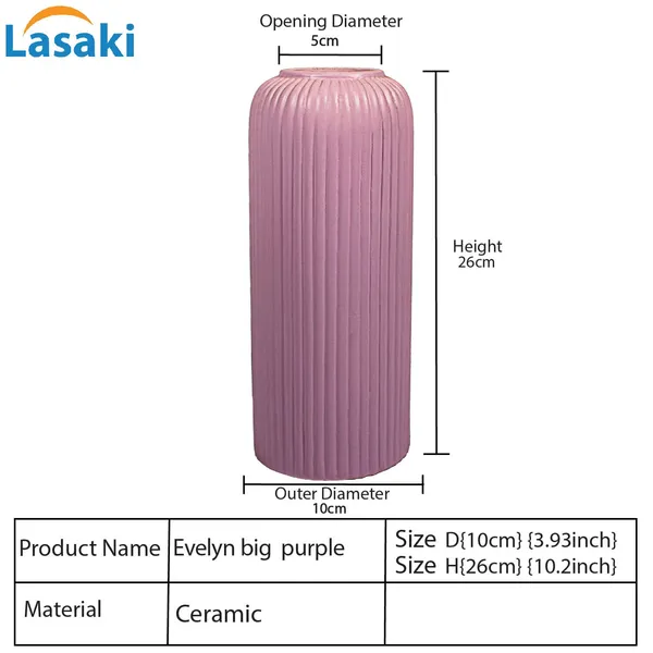 Evelyn_Big_Purple_Ceramic_Flower_Vase_For_Living_Room,_Bedroom,_Dining_Table,_Home_Decoration_(H_-_26.5_X_D_-_10_Cm,_Purple)