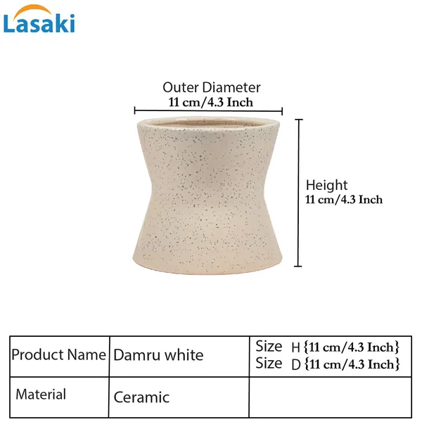 Damru_White_Ceramic_Pots_For_Indoor_Plants,_Planters,_Flower,_Pots,_Gamla,_Outdoor,_Balcony,_Home,_Garden,_Office_Decor,_Succulent_Pot(H_-_11_X_D_-_11_Cm)