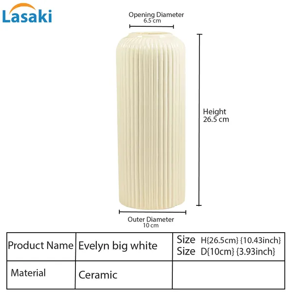 Evelyn_Big_White_Ceramic_Flower_Vase_For_Living_Room,_Bedroom,_Dining_Table,_Home_Decoration_(H_-_26.5_X_D_-_10_Cm,_White)