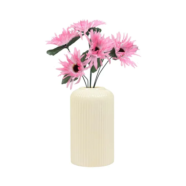 Evelyn_Small_White_Ceramic_Flower_Vase_For_Living_Room,_Bedroom,_Dining_Table,_Home_Decoration_(H_-_15.5_X_D_-_8_Cm,_White)
