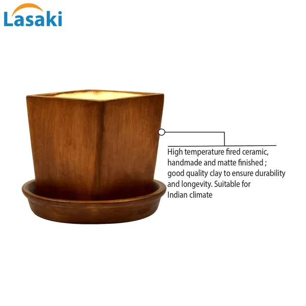 Mini_Ceramic_Pot_With_Saucer_Plate_Tray_For_Indoor_Plants_Living_Room_Home_Décor_(Color:_Antique,_Plate:_Round_3.5_Inch)