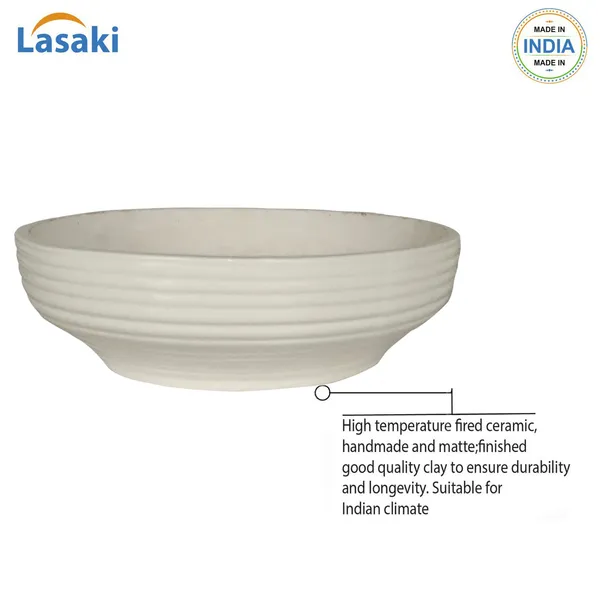 Camry_Medium_White_Ceramic_Pots_For_Indoor_Plants,_Planters,_Flower,_Pots,_Gamla,_Outdoor,_Balcony,_Home,_Garden,_Office_Decor,_Succulent,Bonsai(D_-_23_X_H_-_7.5_Cm)