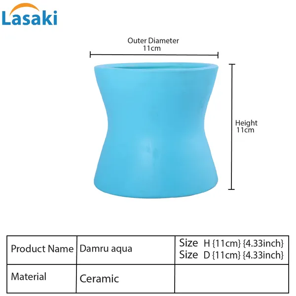 Damru_Aqua_Ceramic_Pots_For_Indoor_Plants,_Planters,_Flower,_Pots,_Gamla,_Outdoor,_Balcony,_Home,_Garden,_Office_Decor,_Succulent_Pot(H_-_11_X_D_-_11_Cm)