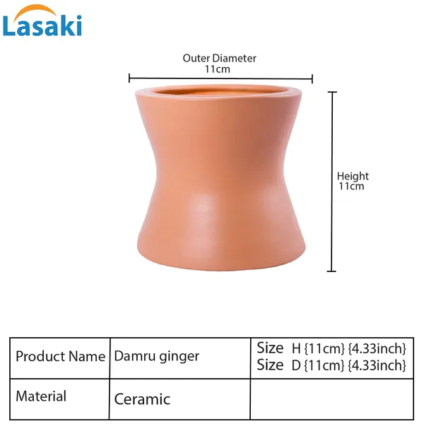 Damru_Ginger_Ceramic_Pots_For_Indoor_Plants,_Planters,_Flower,_Pots,_Gamla,_Outdoor,_Balcony,_Home,_Garden,_Office_Decor,_Succulent_Pot(H_-_11_X_D_-_11_Cm)