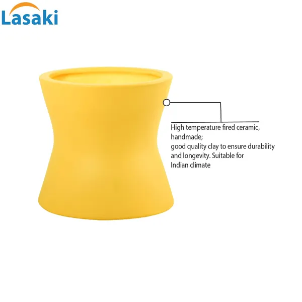 Damru_Saffron_Ceramic_Pots_For_Indoor_Plants,_Planters,_Flower,_Pots,_Gamla,_Outdoor,_Balcony,_Home,_Garden,_Office_Decor,_Succulent_Pot(H_-_11_X_D_-_11_Cm)