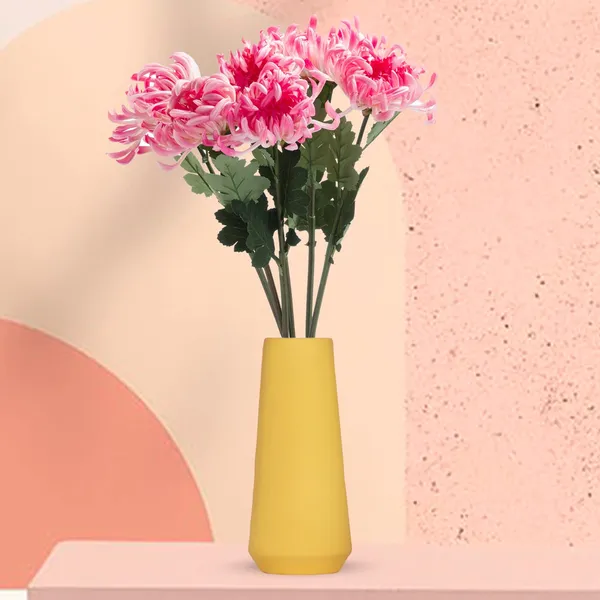 Finlay_Small_Saffron_Ceramic_Flower_Vase_For_Living_Room,_Bedroom,_Dining_Table,_Home_Decoration_(H_-_16_X_D_-_4.5_Cm,_Saffron)