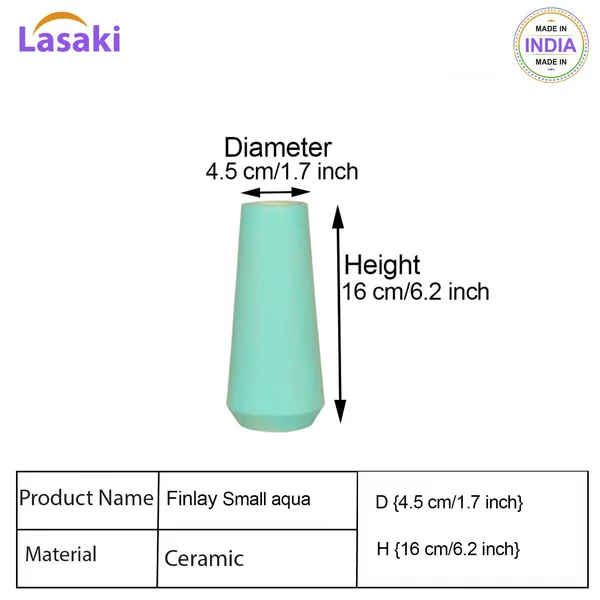 Finlay_Small_Aqua_Ceramic_Flower_Vase_For_Living_Room,_Bedroom,_Dining_Table,_Home_Decoration_(H_-_16_X_D_-_4.5_Cm,_Aqua)