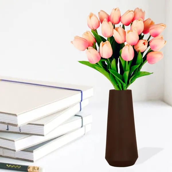 Finlay_Small_Truffle_Ceramic_Flower_Vase_For_Living_Room,_Bedroom,_Dining_Table,_Home_Decoration_(H_-_16_X_D_-_4.5_Cm,_Truffle)