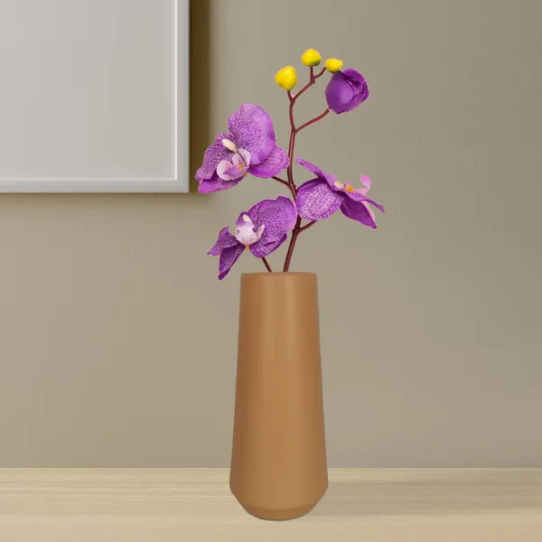 Finlay_Small_Ginger_Ceramic_Flower_Vase_For_Living_Room,_Bedroom,_Dining_Table,_Home_Decoration_(H_-_16_X_D_-_4.5_Cm,_Ginger)
