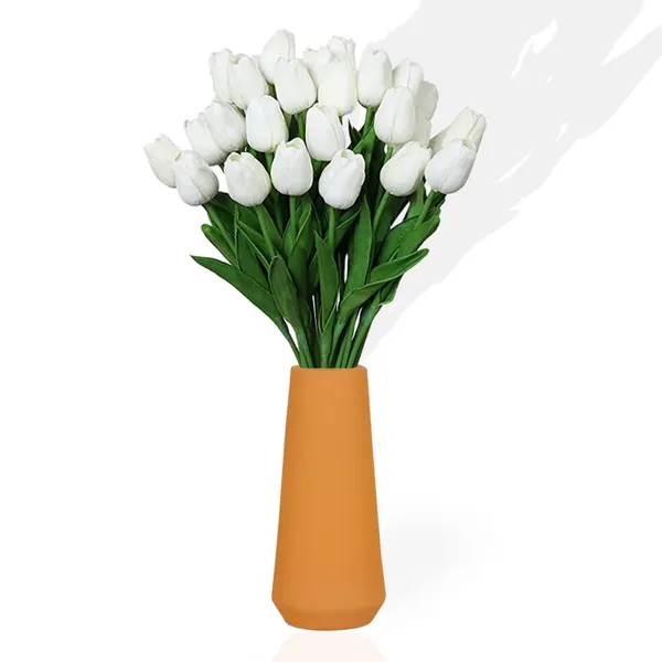 Finlay_Small_Lily_Ceramic_Flower_Vase_For_Living_Room,_Bedroom,_Dining_Table,_Home_Decoration_(H_-_16_X_D_-_4.5_Cm,_Lily)