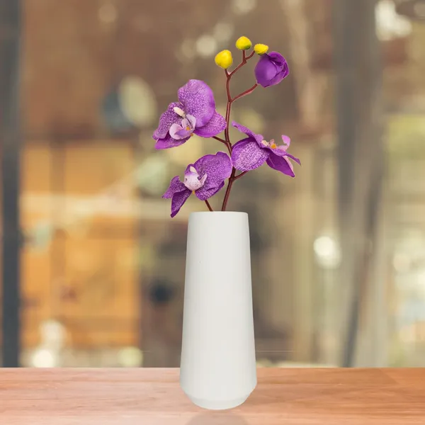 Finlay_Small_White_Ceramic_Flower_Vase_For_Living_Room,_Bedroom,_Dining_Table,_Home_Decoration_(H_-_16_X_D_-_4.5_Cm,_White)