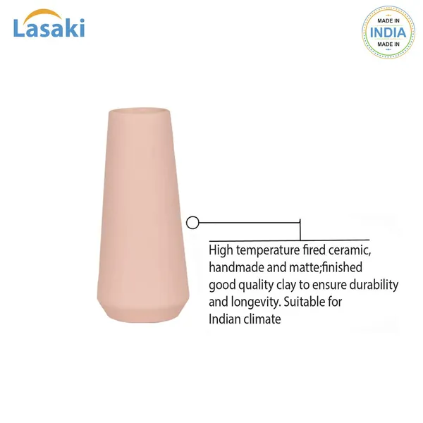 Finlay_Small_Pink_Ceramic_Flower_Vase_For_Living_Room,_Bedroom,_Dining_Table,_Home_Decoration_(H_-_16_X_D_-_4.5_Cm,_Pink)
