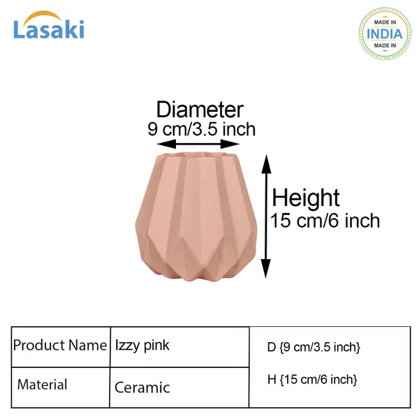 Izzy_Pink_Ceramic_Pots_For_Indoor_Plants,_Planters,_Flower,_Pots,_Gamla,_Outdoor,_Balcony,_Home,_Garden,_Office_Decor,_Succulent_Pot(H_-_15_X_D_-_9_Cm)