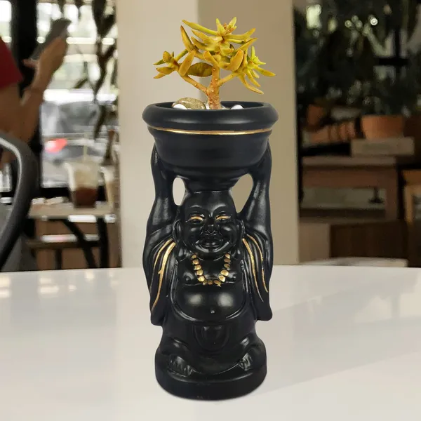 Laughing_Buddha_Black_Gold_Ceramic_Pots_For_Indoor_Plants,_Planters,_Flower,_Gamla,_Outdoor,_Balcony,_Home,_Garden,_Office_Decor,_Succulent_Pot(D_-_10_X_H_-_23.5_Cm)