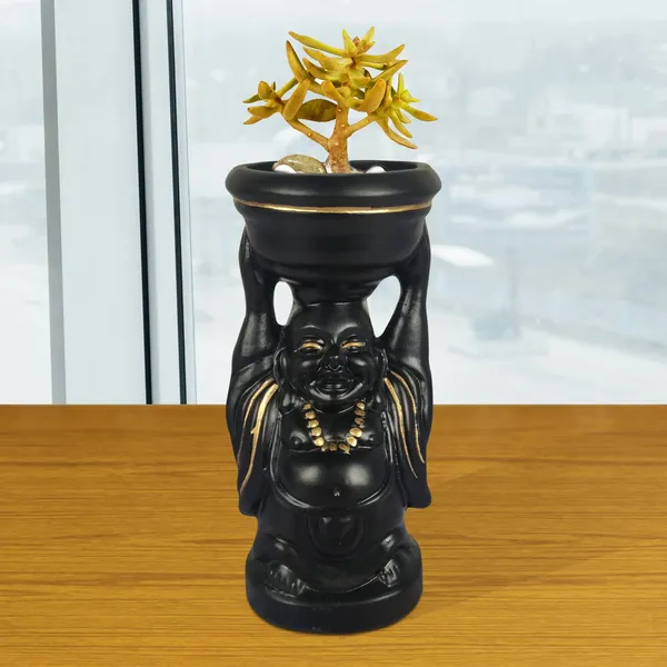 Laughing_Buddha_Black_Gold_Ceramic_Pots_For_Indoor_Plants,_Planters,_Flower,_Gamla,_Outdoor,_Balcony,_Home,_Garden,_Office_Decor,_Succulent_Pot(D_-_10_X_H_-_23.5_Cm)