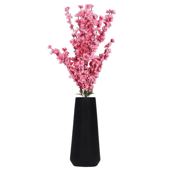 Finlay_Small_Black_Ceramic_Flower_Vase_For_Living_Room,_Bedroom,_Dining_Table,_Home_Decoration_(H_-_16_X_D_-_4.5_Cm,_Black)
