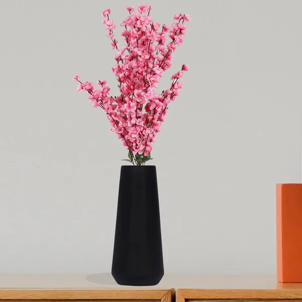 Finlay_Small_Black_Ceramic_Flower_Vase_For_Living_Room,_Bedroom,_Dining_Table,_Home_Decoration_(H_-_16_X_D_-_4.5_Cm,_Black)