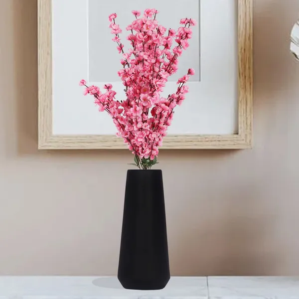 Finlay_Small_Black_Ceramic_Flower_Vase_For_Living_Room,_Bedroom,_Dining_Table,_Home_Decoration_(H_-_16_X_D_-_4.5_Cm,_Black)