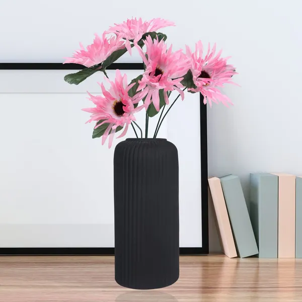 Evelyn_Big_Black_Ceramic_Flower_Vase_For_Living_Room,_Bedroom,_Dining_Table,_Home_Decoration_(H_-_26.5_X_D_-_10_Cm,_Black)