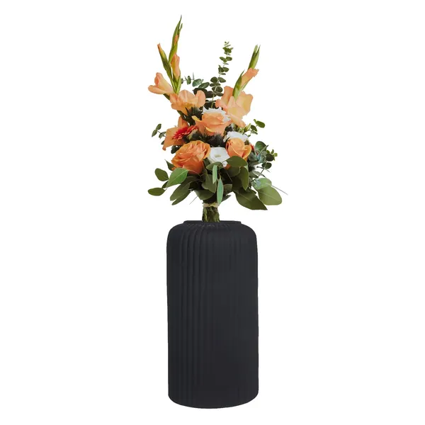 Evelyn_Medium_Black_Ceramic_Flower_Vase_For_Living_Room,_Bedroom,_Dining_Table,_Home_Decoration_(H_-_20.5_X_D_-_9_Cm,_Black)