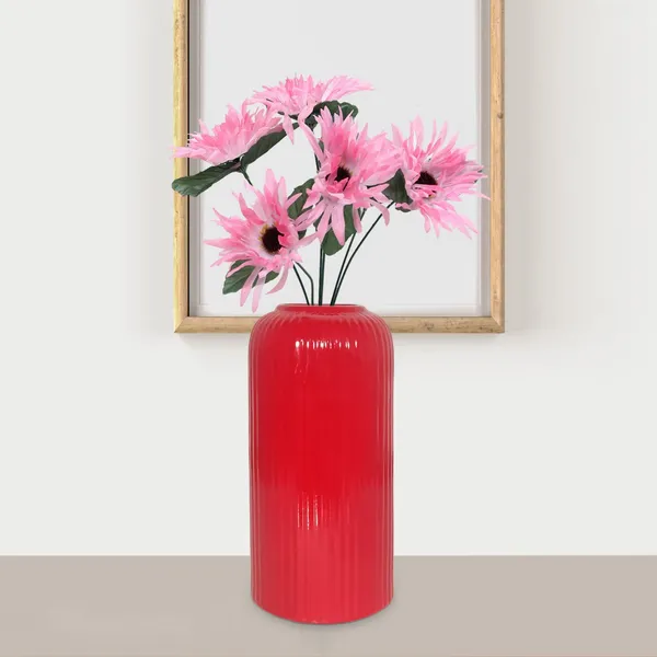 Evelyn_Medium_Red_Ceramic_Flower_Vase_For_Living_Room,_Bedroom,_Dining_Table,_Home_Decoration_(H_-_20.5_X_D_-_9_Cm,_Red)