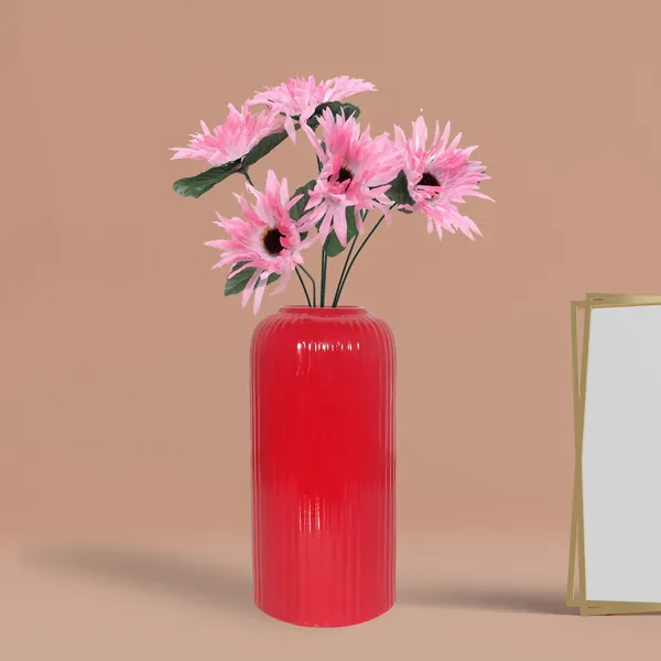 Evelyn_Medium_Red_Ceramic_Flower_Vase_For_Living_Room,_Bedroom,_Dining_Table,_Home_Decoration_(H_-_20.5_X_D_-_9_Cm,_Red)