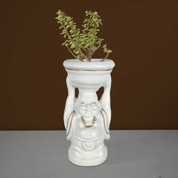 Laughing_Buddha_White_Gold_Ceramic_Pots_For_Indoor_Plants,_Planters,_Flower,Gamla,_Outdoor,_Balcony,_Home,_Garden,_Office_Decor,_Succulent(D_-_10_X_H_-_23.5_Cm)
