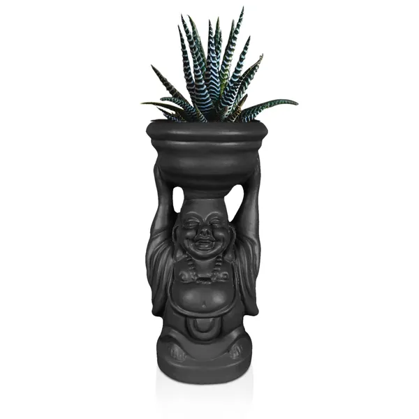 Laughing_Buddha_Black_Ceramic_Pots_For_Indoor_Plants,_Planters,_Flower,_Pots,_Gamla,_Outdoor,_Balcony,_Home,_Garden,_Office_Decor,_Succulent_Pot(D_-_10_X_H_-_23.5_Cm)