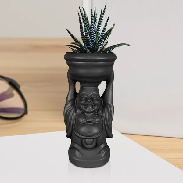 Laughing_Buddha_Black_Ceramic_Pots_For_Indoor_Plants,_Planters,_Flower,_Pots,_Gamla,_Outdoor,_Balcony,_Home,_Garden,_Office_Decor,_Succulent_Pot(D_-_10_X_H_-_23.5_Cm)