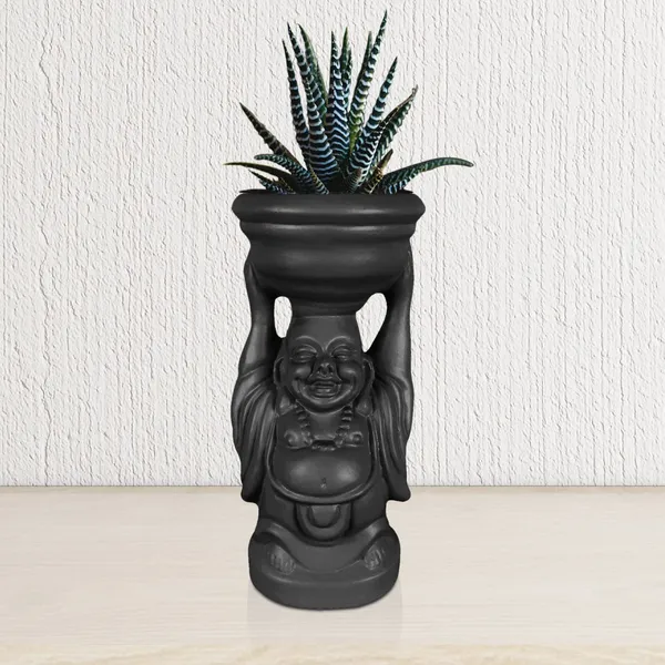Laughing_Buddha_Black_Ceramic_Pots_For_Indoor_Plants,_Planters,_Flower,_Pots,_Gamla,_Outdoor,_Balcony,_Home,_Garden,_Office_Decor,_Succulent_Pot(D_-_10_X_H_-_23.5_Cm)