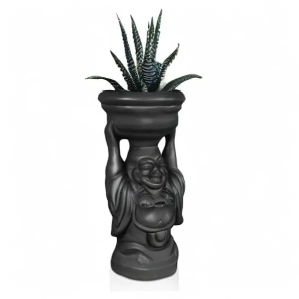 Laughing_Buddha_Black_Ceramic_Pots_For_Indoor_Plants,_Planters,_Flower,_Pots,_Gamla,_Outdoor,_Balcony,_Home,_Garden,_Office_Decor,_Succulent_Pot(D_-_10_X_H_-_23.5_Cm)