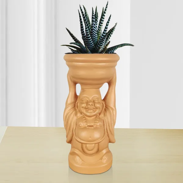 Laughing_Buddha_Ginger_Ceramic_Pots_For_Indoor_Plants,_Planters,_Flower,_Pots,_Gamla,_Outdoor,_Balcony,_Home,_Garden,_Office_Decor,_Succulent_Pot(D_-_10_X_H_-_23.5_Cm)