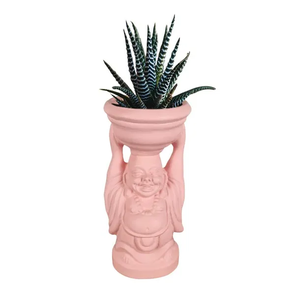 Laughing_Buddha_Pink_Ceramic_Pots_For_Indoor_Plants,_Planters,_Flower,_Pots,_Gamla,_Outdoor,_Balcony,_Home,_Garden,_Office_Decor,_Succulent_Pot(D_-_10_X_H_-_23.5_Cm)